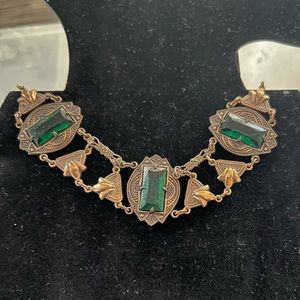 Choker Necklace with Green Stones